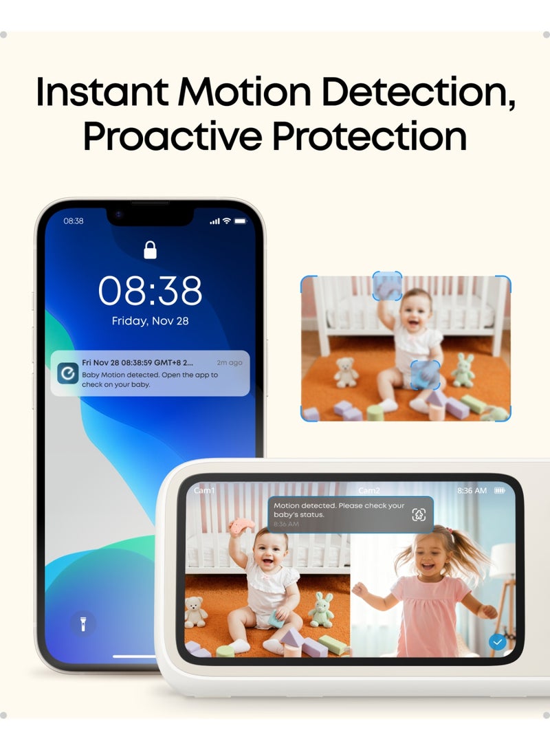 eufy Baby Monitor C10 Add-On Camera, 2K HD Resolution, 4× Zoom, 351° Pan and 60° Tilt, Night Vision, Motion/Cry/Noise/Temperature Changes, 2-Way Talk, VOX, White Noise - Image 4